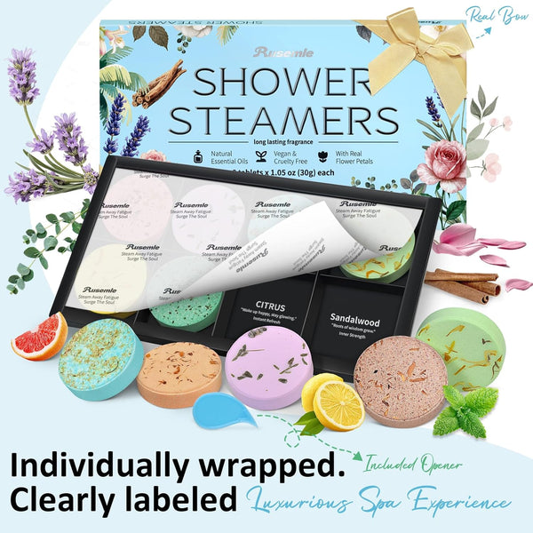 Shower Steamers Aromatherapy, 6 Pack Shower Bombs & 6 Pack Body Wash, Birthday Gifts for Women Men Wife with Essential Oils, Teacher Appreciation