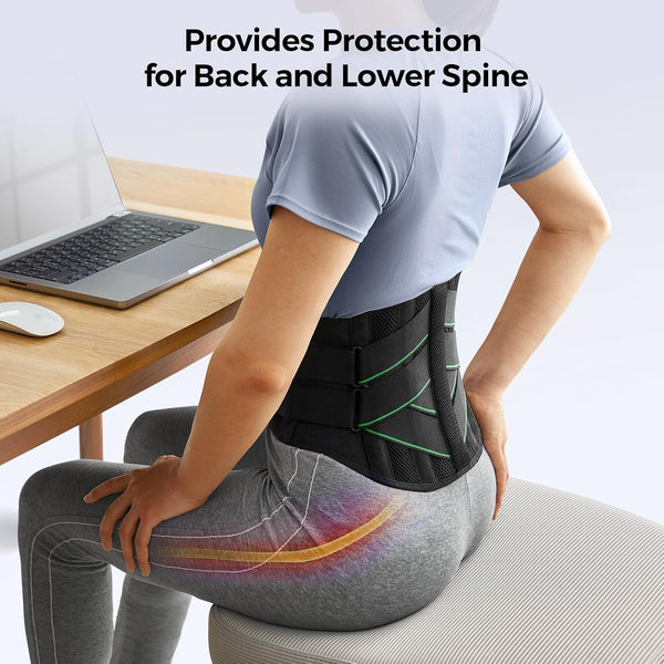 FREETOO Back Brace for Men Lower Back Pain with 7 Metal Stays, for Sciatica, Herniated Disc, Scoliosis and More Pain Relief! Breathable Back