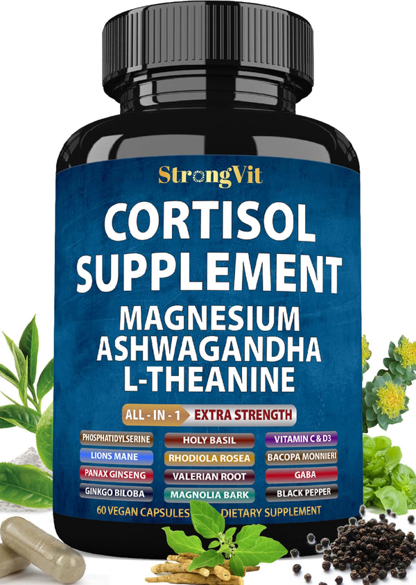 Cortisol Supplements for Women and Men with Magnesium, Ashwagandha & L-Theanine. High Cortisol Reducer, Manager, Detox, Lower and Control. Sleep