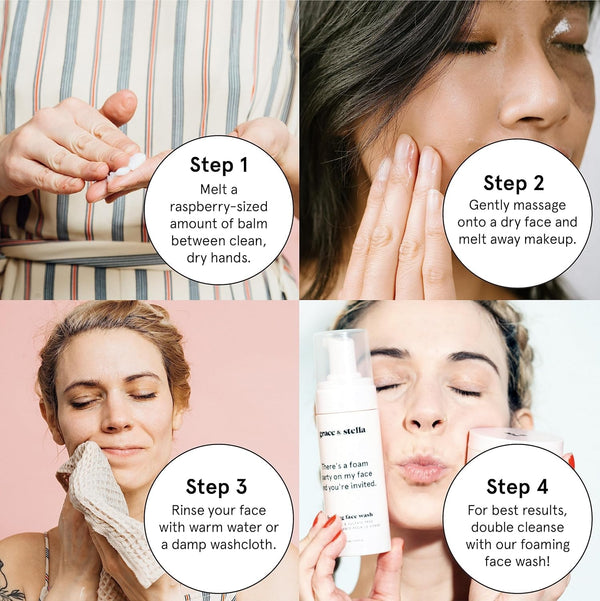 Grace & Stella Makeup Remover Cleansing Balm - Hydrating Facial Cleanser with Vitamin E for Soft, Nourished Skin - Melt Stubborn Waterproof Make