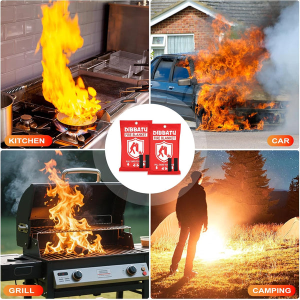 DIBBATU Fire Blanket for Home and Kitchen, Fire Blankets Emergency for Home, Emergency Fire Blankets Retardant for House, Fireproof Blanket,