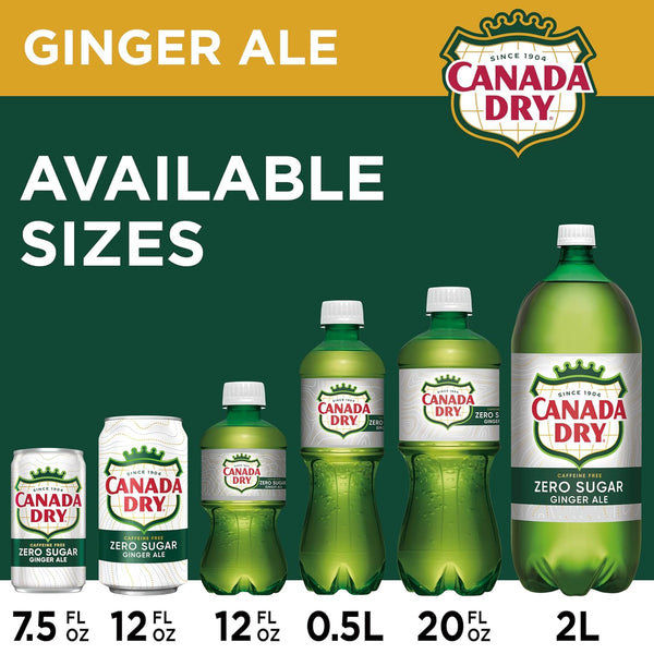 Canada Dry Zero Sugar Ginger Ale Soda, 12 Fl Oz Cans, 12 Pack