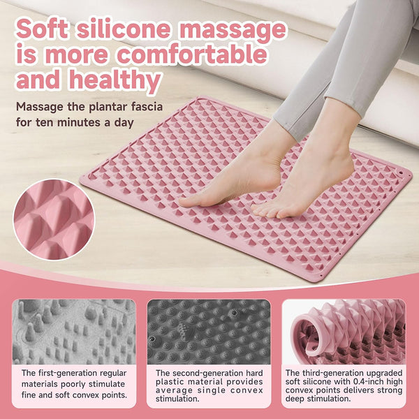 Foot Massage Acupressure Mat, Portable Silicone Reflexology Pad, Moderate Hardness Pressure Point Mat, Anti-Fatigue Mat, Connectable for Jogging &