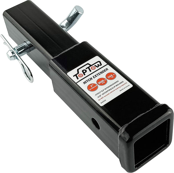 TOPTOW Hitch Extender, Fits for 2 Inch Receiver, 7 Inch Extension Length, with 5/8 Inch Hitch Pin