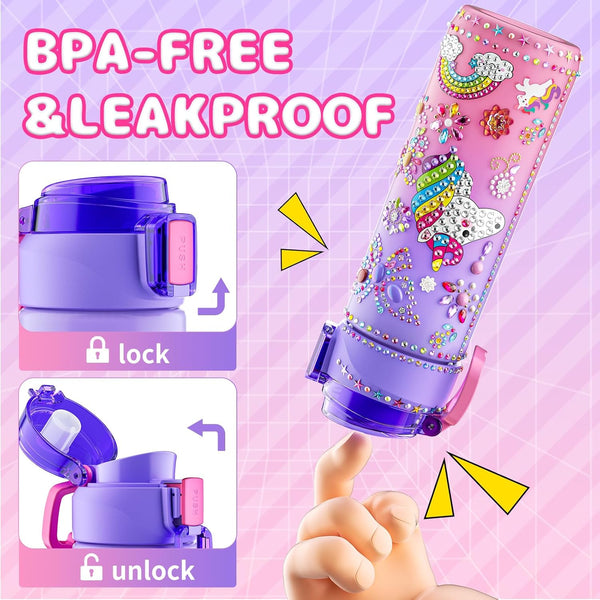 Gifts for Girls 4-12, Decorate Your Own Water Bottle Kits for Girls, Unicorn Diamond Painting Toys & Friendship Bracelet Kit, Fun Arts Crafts for