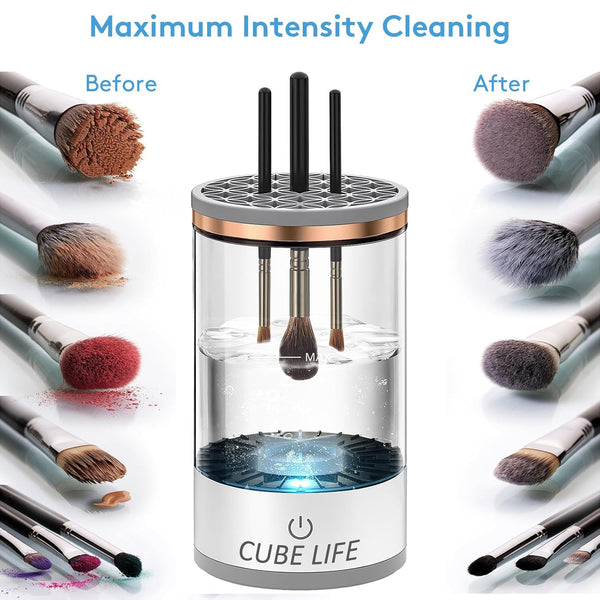 CUBE LIFE Electric Makeup Brush Cleaner Machine, 1200Mah Cosmetic Brush Cleaner Machine for All Type Makeup Brushes, Makeup Brush Cleanser, Brush