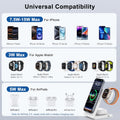 Wireless Charging Station with 20W USB C Adapter, 3 in 1 Magnetic Foldable Travel Charger Stand for Iphone 16 15 14 13 12 Series, Compatible with