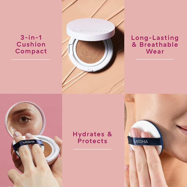 MISSHA Magic Cushion Foundation No.23 Natural Beige for Light with Neutral Skin Tone - Flawless Coverage, Dewy Finish, Easy Application for All