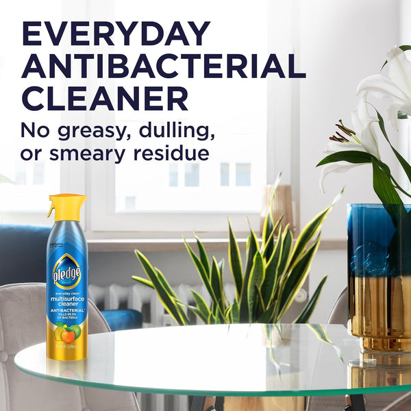 Pledge Antibacterial Multisurface Cleaner Spray, Fresh Citrus - Household Antibacterial Spray, 9.7 Oz (Pack of 3)