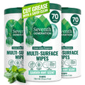 Seventh Generation Multi Purpose Wipes All Purpose Cleaning Garden Mint Scent with 100% Essential Oils and Botanical Ingredients 70 Count, Pack of 3