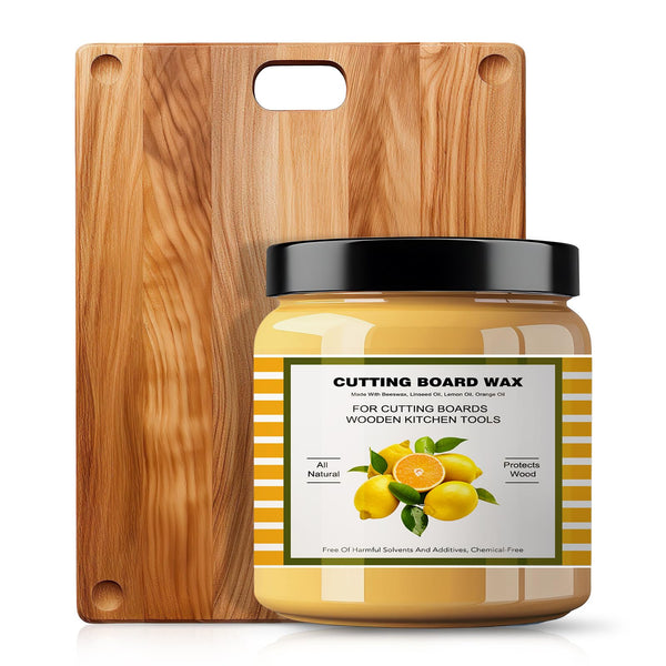 Premium Cutting Board Finish Wax - Natural Beeswax and Carnauba Wax - Enriched with Lemon & Orange Oils - for Wood Butcher Blocks, Wooden Bowls,