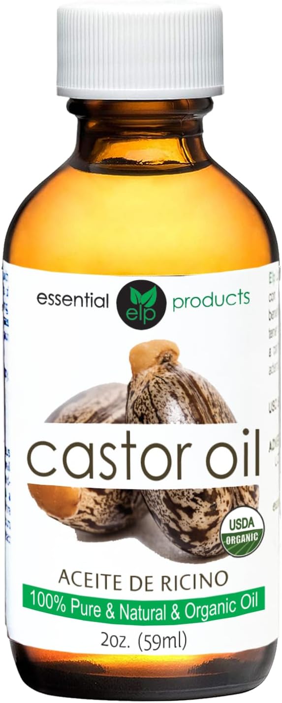 ELP Pure Organic Castor Oil - Promotes Hair, Eyebrow and Eyelash Growth - Diminishes Wrinkles and Signs of Aging - Hydrates and Nourishes Skin -