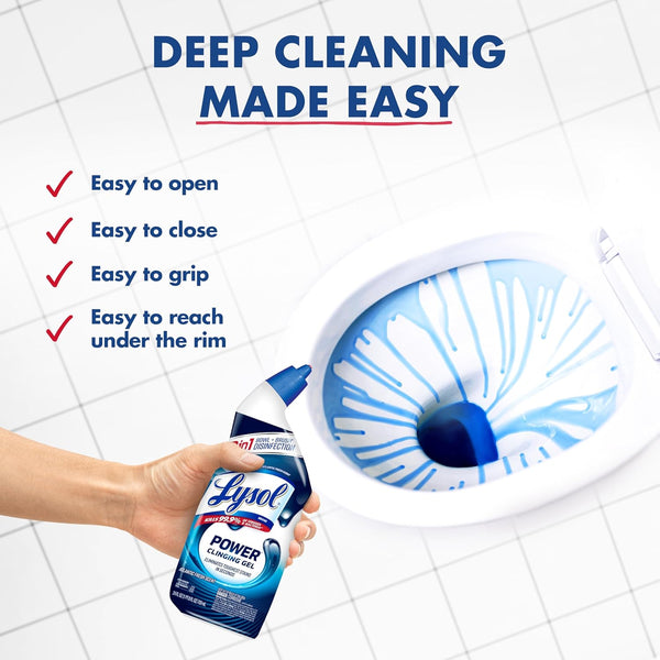 Lysol Toilet Bowl Cleaner, Max Strength Bathroom Cleaning Supplies, Toilet Bowl Cleaner Clinging Gel, Home Essential, Instant Stain Removal,