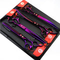 Purple Dragon 8.0 Inch Professional Pet Grooming Scissors,Dog Straight Shear, Thinning/Blending Scissor & 2 PCS Curved Shear with Bag (Purple)