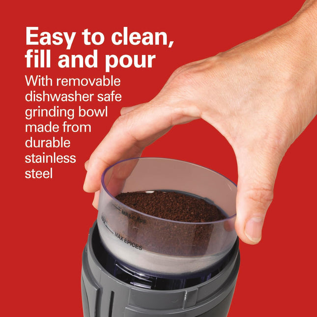 Hamilton Beach Fresh Grind Electric Coffee Grinder for Beans, Spices and More, Stainless Steel Blades, Removable Chamber