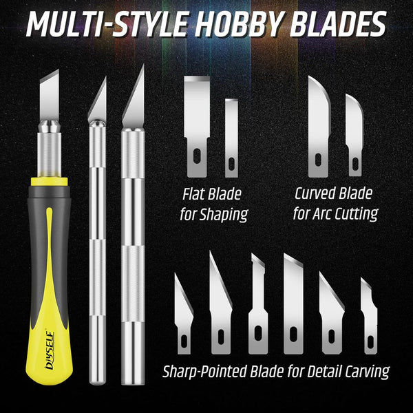 DIYSELF 16-Piece Craft Knife Set, Exacto Knife Set, 3-Piece Hobby Knife with 10-Piece Exacto Knife Blades, Precision Art Knife for Pumpkin