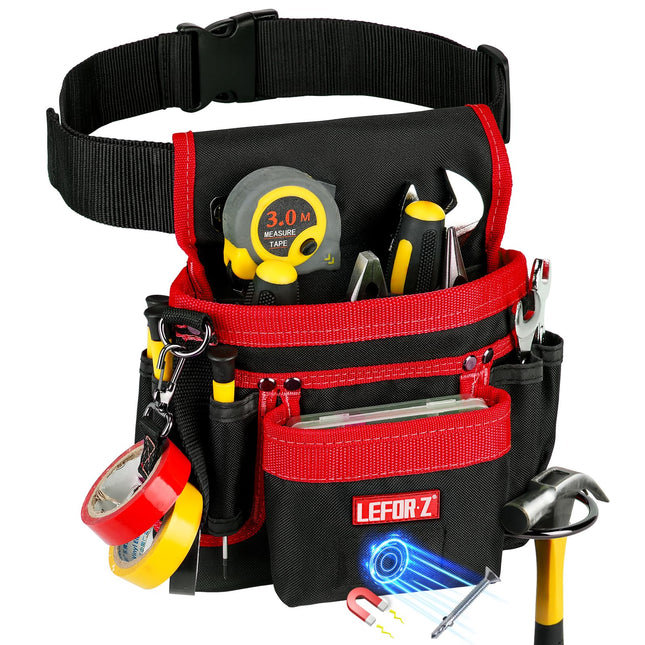 Tool Belt,Magnetic Tool Pouch,14-Pockets Tool Belts for Men,Detachable & Adjustable Tool Pouch Belt for Electrician,Carp