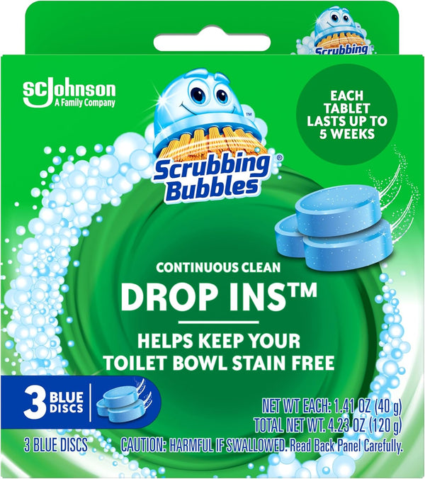 Scrubbing Bubbles Continuous Clean Toilet Drop Ins, Helps Prevent Limescale Buildup, 3 Count, Pack of 1