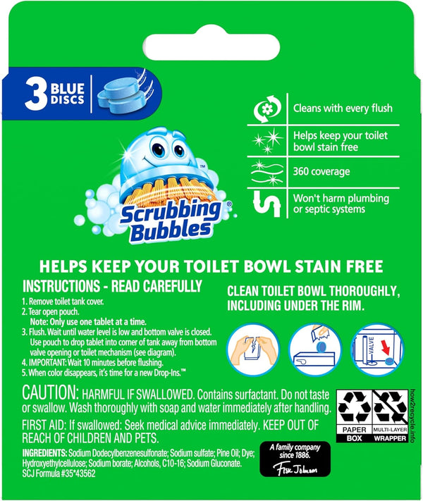 Scrubbing Bubbles Continuous Clean Toilet Drop Ins, Helps Prevent Limescale Buildup, 3 Count, Pack of 1