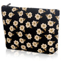 Cosmetic Bag Makeup Bag Preppy Cute Corduroy Toiletry Bag for Women Travel Essentials (Full Beige)