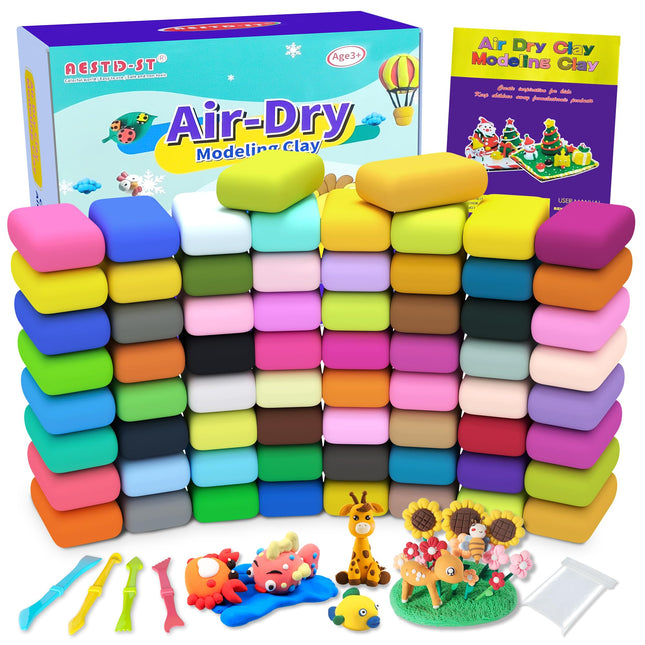 Air Dry Clay 66 Colors, Modeling Clay for Kids, DIY Model Magic Clay, Molding Clay Kit with Sculpting Tools, Non-Sticky 