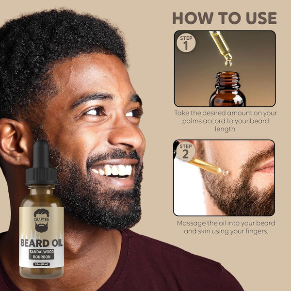 Crafted Beards Beard Oil Beard Oil Conditioner - Leave Your Beard Feeling Amazing - All Natural Ingredients - No Residue - Mustache Oil - 1Oz -