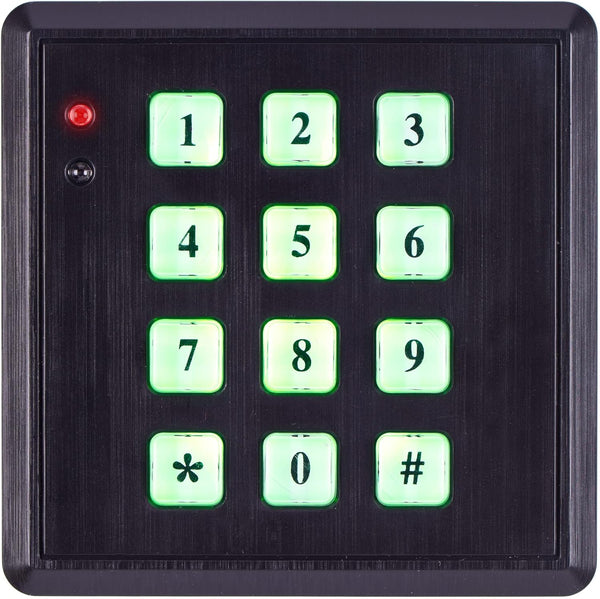 SABRE Fake Security Keypad with Green Light Up, Low Light Sensor, Red LED Flash, Weatherproof, Realistic Design - Black