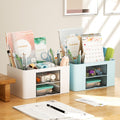 Marbrasse Pen Organizer with 2 Drawer, Multi-Functional Pencil Holder for Desk, Desk Organizers and Accessories with 5 Compartments + Drawer for