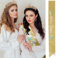 Velscrun Colourful Crystal Birthday Queen Tiara Crown for Women Girls Birthday Queen Headband Sash Elegant Princess Crown with Combs Hair