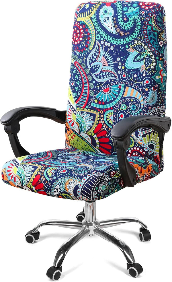 Smiry Stretch Printed Computer Office Chair Covers, Soft Fit Universal Desk Rotating Chair Slipcovers, Removable Washable Anti-Dust Spandex Chair