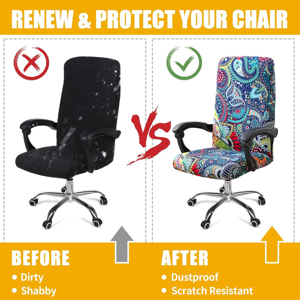 Smiry Stretch Printed Computer Office Chair Covers, Soft Fit Universal Desk Rotating Chair Slipcovers, Removable Washable Anti-Dust Spandex Chair