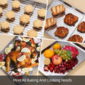 Baking Sheet with Cooling Rack Set of 6, 3 Premium Stainless Steel Cookie Sheets and 3 Wire Racks, Kitchen Nonstick Baking Pans Set Includes 3