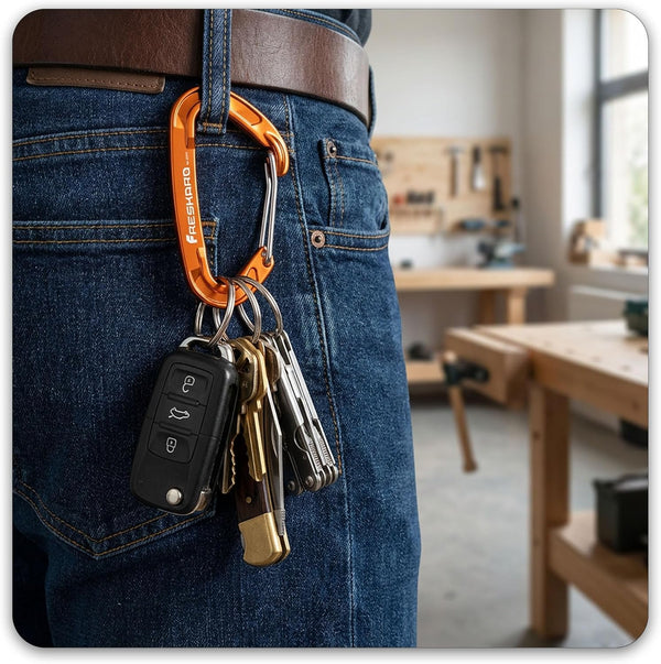 Freskaro 5Pcs Nano Carabiner Clips, 8Kn 1798Lbs, Small Sturdy, Reliable Time-Tested Strong Spring Wiregate, Mini Size 2.37Inch, Choice of 5Colors