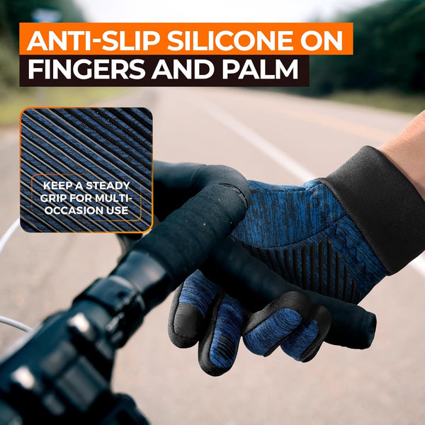 Rivmount Lightweight Winter Running Gloves, Touch Screen & Anti-Slip Warm Thermal Glove Liners, Cool Weather Driving Cycling Hiking Biking Walking