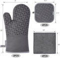 KEGOUU Oven Mitts and Pot Holders 6pcs Set, Kitchen Oven Glove High Heat Resistant 500 Degree Extra Long Oven Mitts and Potholder with Non-Slip