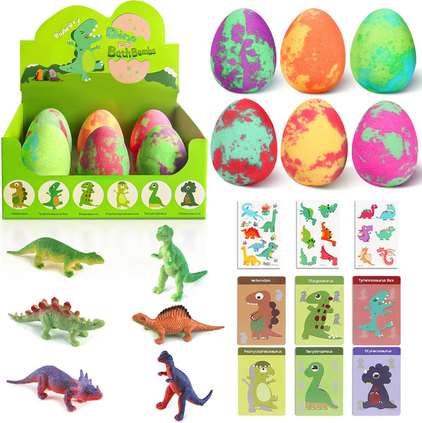 Bath Bombs for Kids with Surprise Toys inside - XXL Dinosaur Eggs Bath Bomb Gift, Kid Safe Spa Bath Fizz Balls Kit, Dinosaur Toys for Boys Girls 3