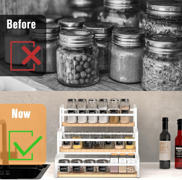 Spice Rack Organizer for Countertop , 3-Tier Spice Storage Holder with Magnetic Connetion for Kitchen , Durable Syrup Rack with Fall Protection