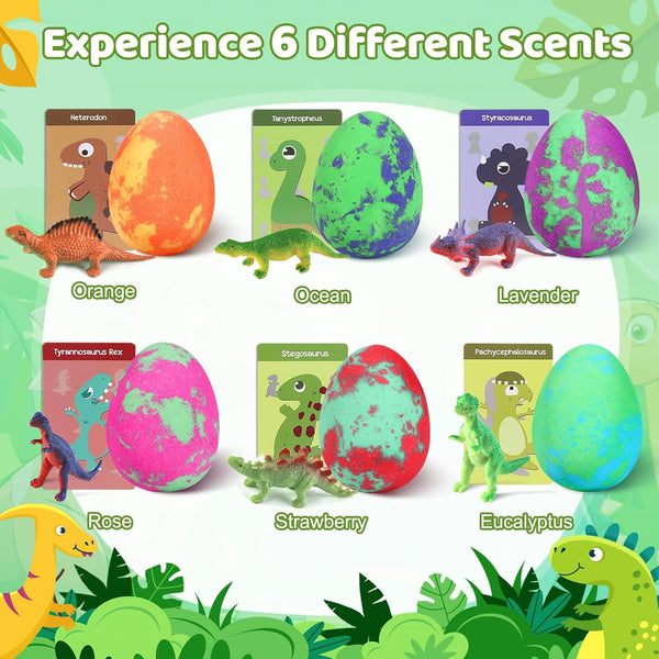 Bath Bombs for Kids with Surprise Toys inside - XXL Dinosaur Eggs Bath Bomb Gift, Kid Safe Spa Bath Fizz Balls Kit, Dinosaur Toys for Boys Girls 3