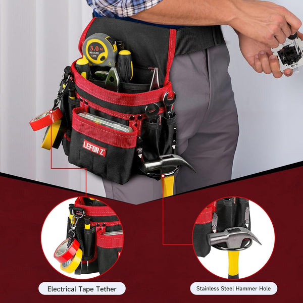 Tool Belt,Magnetic Tool Pouch,14-Pockets Tool Belts for Men,Detachable & Adjustable Tool Pouch Belt for Electrician,Carpenter,Construction,Work