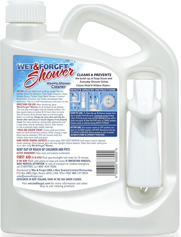 Wet & Forget Shower Cleaner Spray Multi-Surface Weekly Application Requires No Scrubbing, Bleach-Free Formula, Ready to Use, Fresh Scent, 3 Months