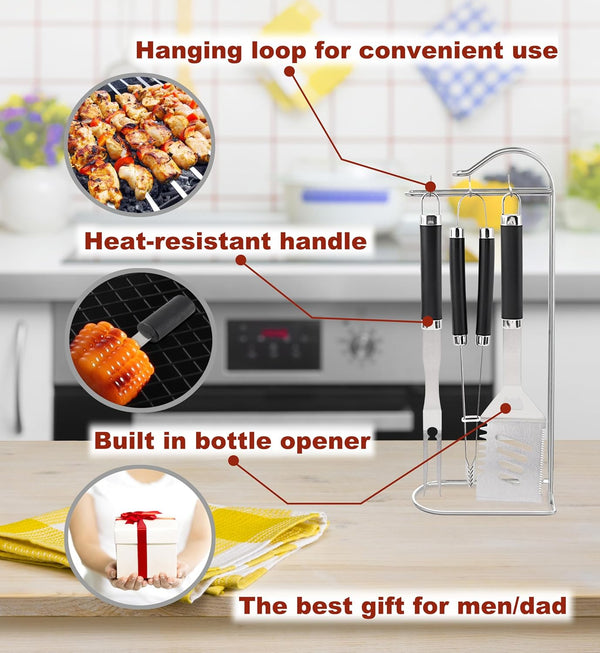 ROMANTICIST 20Pc Heavy Duty BBQ Grill Tool Set in Case - the Very Best Grill Gift for Father'S Day and Christmas - Professional BBQ Accessories