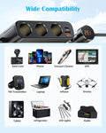 7 in 1 Cigarette Lighter Splitter, LIHAN 3 Socket Car Charger Adapter, Type-C QC3.0 PD 30W Charging, Dual USB Charging Ports, Independent