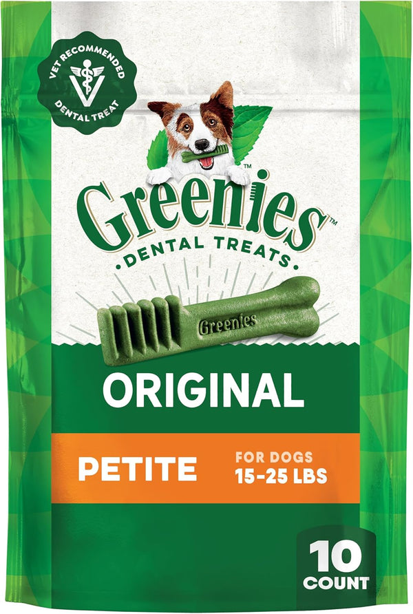 Greenies Original Petite Natural Dental Care Dog Treats, 6 Oz. Pouch (10 Treats)