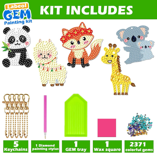 Labeol Arts and Crafts for Kids Ages 8-12 - Creat Your Own GEM Keychains-5D Diamond Art by Numbers GEM Art Kits for Kids