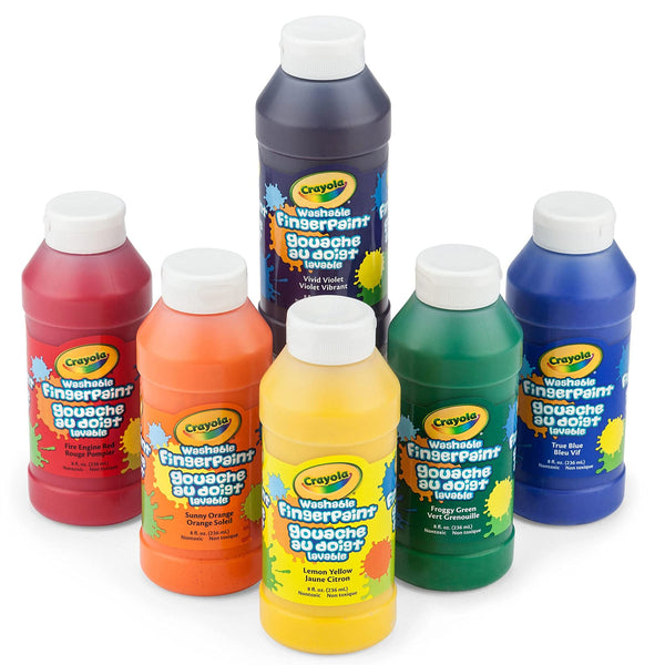 Crayola Washable Finger Paints (6Ct), Toddler Paint Set, Nontoxic Finger Paint for Kids, Arts & Crafts Supplies for Toddlers, Easter Basket