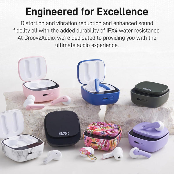 True Wireless Earbuds with Charging Case - Designed and Engineered in the USA - Ipx4 Water Resistant Bluetooth Earbuds Compatible with Apple and