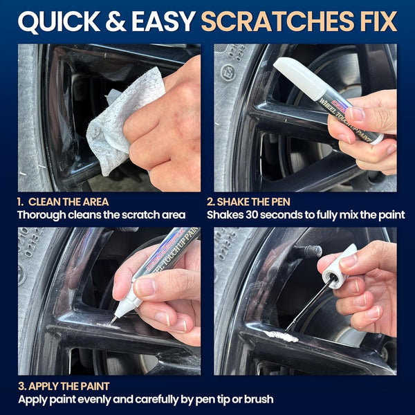 cocomfix Gloss Black Rim Touch Up Paint, Rim Paint Pen, Car Wheel Scratch Repair Kit for Curb Rash & Scratches, Universal Gloss Black Enamel paint