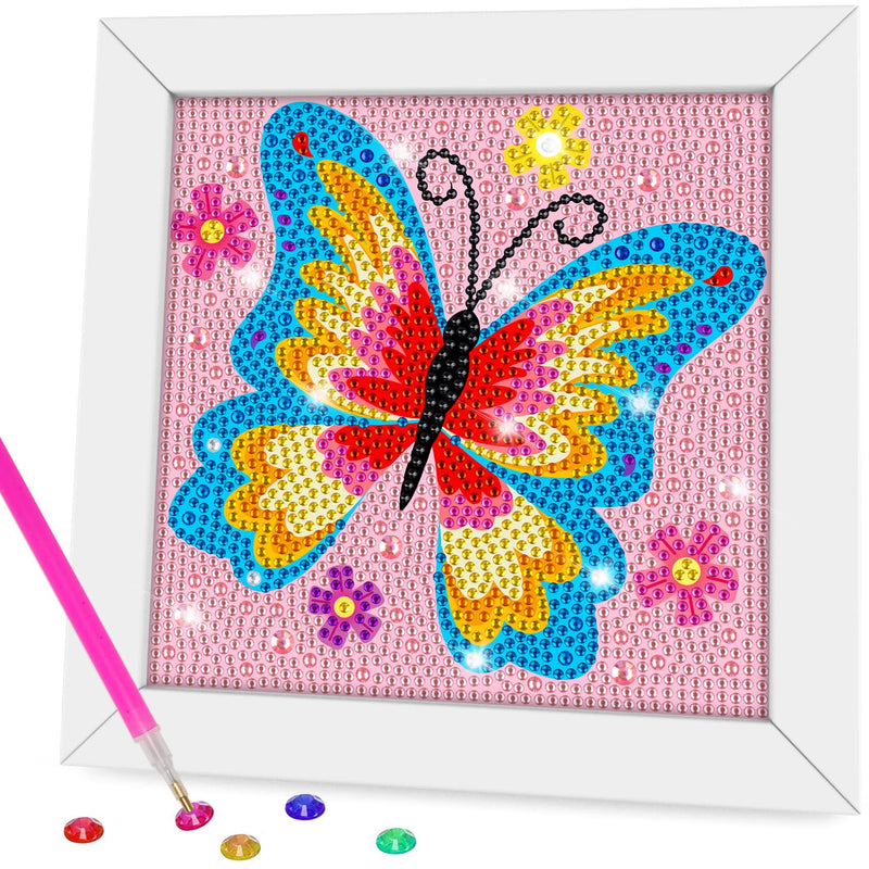 QEUOYSS Diamond Art Kit for Kids with Wooden Frame Art and Crafts for Kids Ages 6-8 -10-12 Easy to DIY Diamond Art for Kids and Adult Beginners