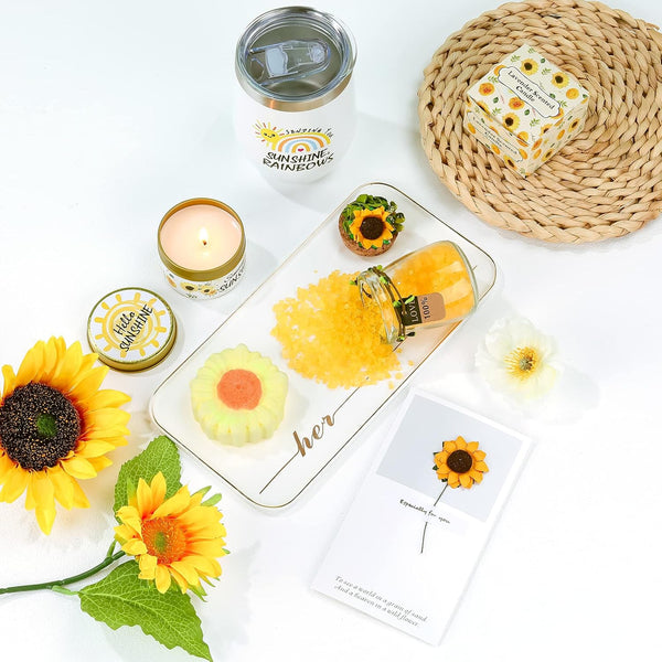 Sending Sunshine Gift, Sunflower Gifts for Women, Care Package, Birthday Gifts Box, Get Well Soon Gifts Basket Thinking of You Gift for Women,