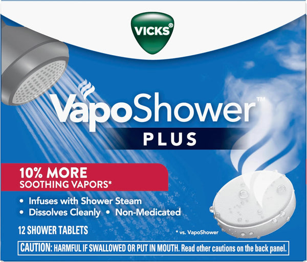 Vicks, VapoShower Plus, Shower Steamers, Eucalyptus Shower Steamer & Menthol Scent, Clean Dissolving Vapor Shower Tablets, Aromatherapy Shower
